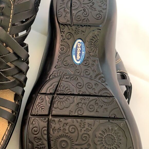 NEW Dr. Scholl’s Black Slip On flat Leather Comfort Sandals Dr. Scholl’s Sz 7.5 - Picture 13 of 13